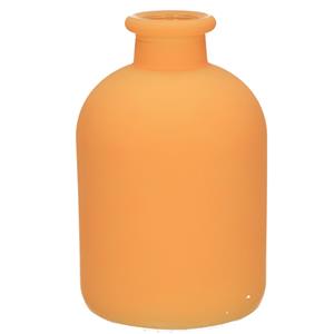 Jodeco Bloemenvaas Avignon - Fles model - glas - mat oranje - H17 x D11 cm -