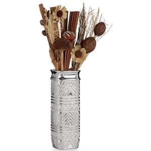 Giftdecor Bloemenvaas - zilver modern vierkant - 10 x 30 cm - keramiek -