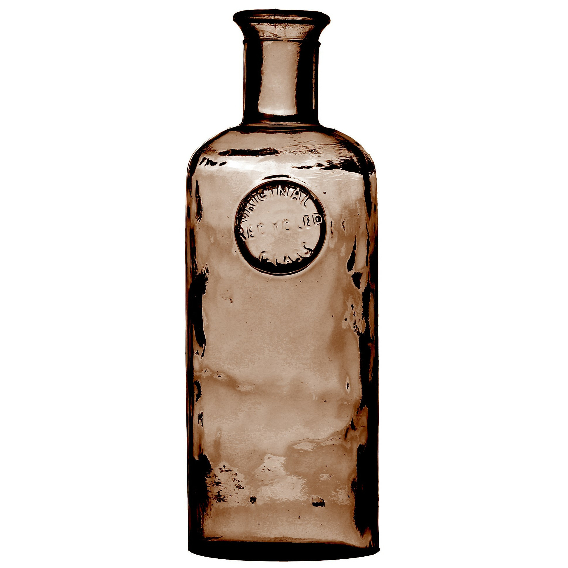 Natural Living Bloemenvaas Olive Bottle - kastanje transparant - glas - D13 x H27 cm - Fles vazen -