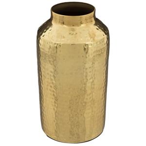 Atmosphera Bloemenvaas Antique Dorado - goud - gehamerd metaal - D10 x H19 cm -