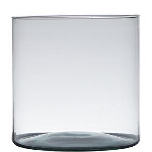 Hakbijl Glass Transparante home-basics cilinder vorm vaas/vazen van gerecycled glas 30 x 19 cm -