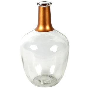 Countryfield Bloemenvaas Firm Big Bottle - helder transparant/koper - glas - D15 x H25 cm -