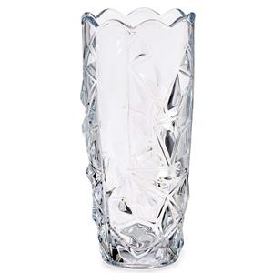 Giftdecor Bloemenvaas diamant relief 13,5 x 29 cm van glas -