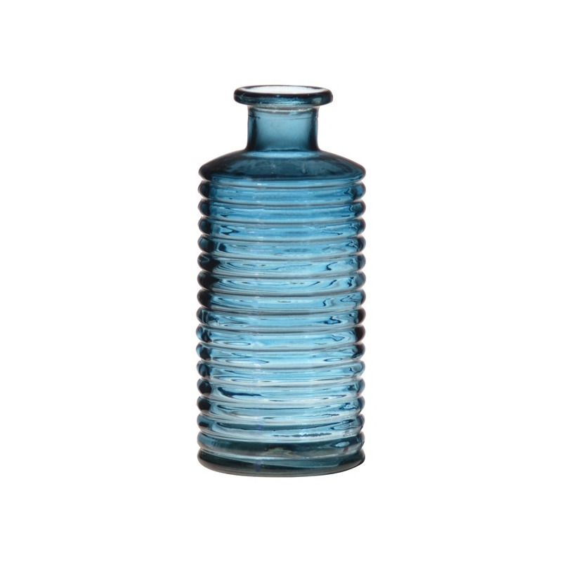 Hakbijl Glass Glazen stijlvolle bloemenvaas transparant blauw D14.5 en H31 cm -