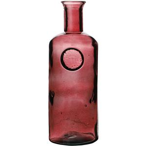 Natural Living Bloemenvaas Olive Bottle - robijn rood transparant - glas - D13 x H35 cm - Fles vazen -