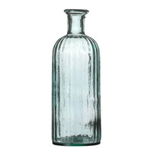 Natural Living Bloemenvaas Stripes - helder transparant - gerecycled glas - D13 x H34 cm - Fles vazen -