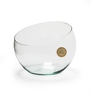Jodeco Bloemenvaas Bob - helder transparant - eco glas - D20 x H16 cm - bol vaas/lage schaal -