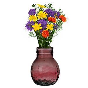 Natural Living Bloemenvaas Lourdes - roze transparant - gerecycled glas - D20 x H24 cm - Ronde bol vorm vazen -