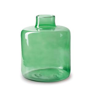 Jodeco Bloemenvaas Willem - transparant groen glas - D19 x H23 cm - fles vorm vaas -