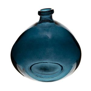 Atmosphera bloemenvaas Organische bol fles vorm - blauw transparant - glas - H22 x D21 cm -