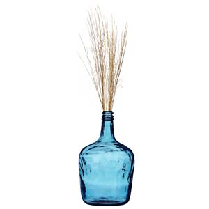 Natural Living Bloemenvaas Jeanne - blauw transparant - gerecycled glas - D25 x H40 cm - Fles vazen - 10L -