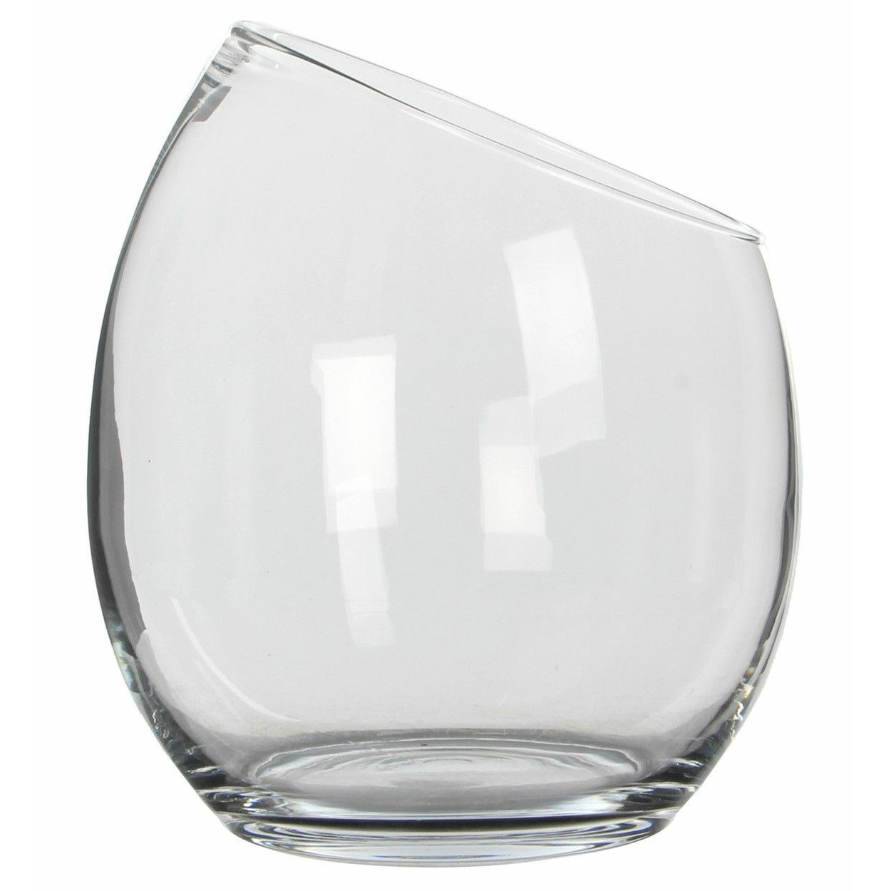 Mica Decorations Schuine schaal/vaas Kathi - gerecycled glas - helder transparant - D18 x H20 -