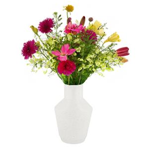 Dijk Natural Collections Bloemenvaas Splash - wit/goud - keramiek - D18 x H28 cm -