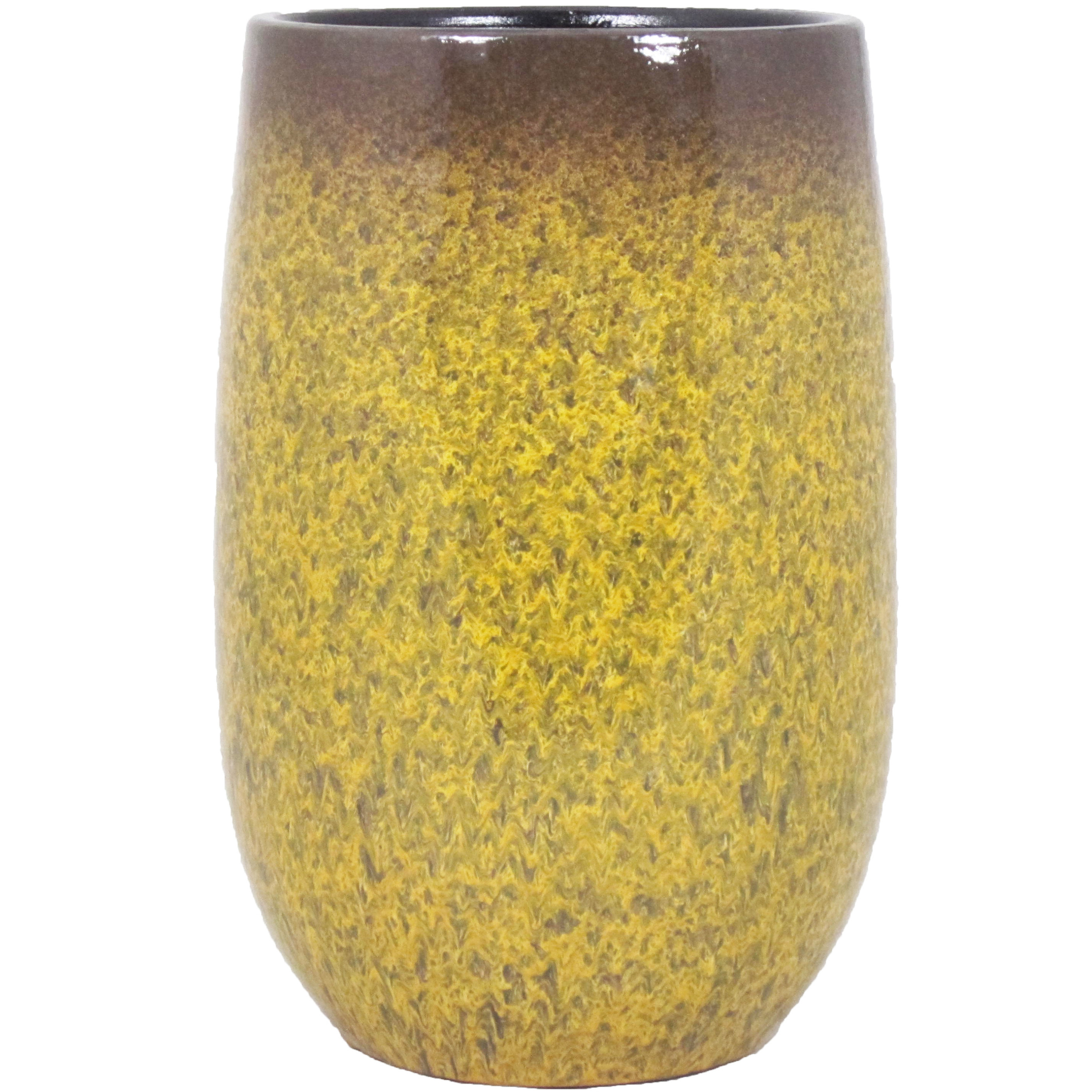 Floran Bloempot vaas goud geel flakes keramiek voor bloemen/planten H40 x D22 cm -