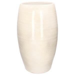 Mica Decorations Bloemenvaas shiny wit stone keramiek voor boeketten/takken/bloemen H50 x D30 cm -