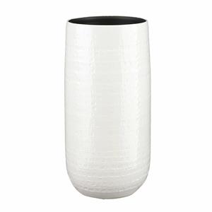 Mica Decorations Bloemenvaas keramiek wit met relief patroon - D25/H50 cm -