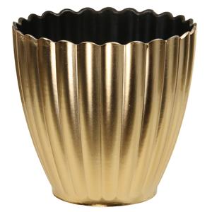 Othmar Decorations Othmar Plantenpot/bloempot - binnen - kunststof - goud - D13 x H12 cm -