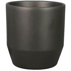 Bela Arte Bloempot/plantenpot - keramiek - mat antraciet - D12/H11 cm -