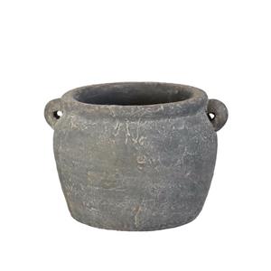 Ideas 4 Seasons Ideas4Seasons Bloempot kruik model Amphora - grijs - D14 x H9 cm - rustiek -