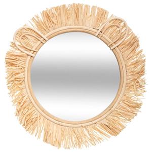 Atmosphera Wandspiegel - safari - rotan - D38 cm - bohemian/boho spiegel -