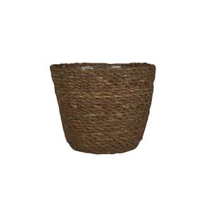 Ter Steege Plantenmand - zeegras - bruin - D15 x H12 cm - binnenkant van plastic - plantenpot -