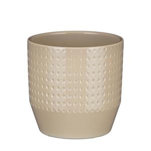 Mica Decorations Bloempot model Nola - beige - D14 x H13 cm - relief dots -