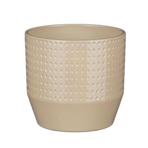 Mica Decorations Bloempot model Nola - beige - D16 x H15 cm - relief dots -