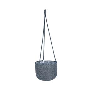 Ter Steege Hangende plantenpot/bloempot van jute/zeegras diameter 17 cm en hoogte 14 cm grijs -