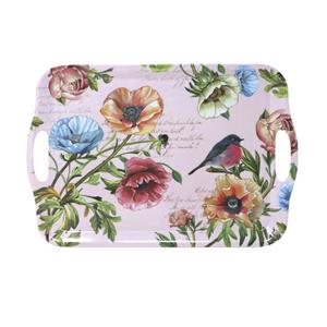 Concorde Dienblad/serveer tray - bloemenmotief - roze - kunststof - x 29 cm -