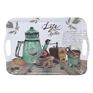 Concorde Dienblad/serveer tray Coffee Life - Melamine - wit/groen - x 29 cm - rechthoekig -