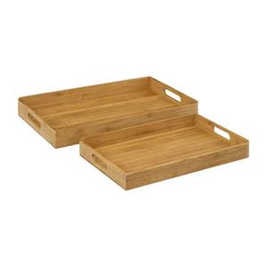 5five Keuken dienbladen set van 2x stuks met opstaande rand - bamboe hout - x 30 cm/38 x 26 cm -