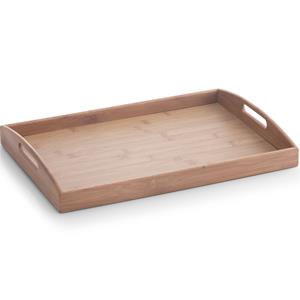 Zeller Bruin dienblad rechthoek met hoge rand bamboe hout x 30 cm -