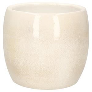 Mica Decorations Bloempot in het shiny beige stone keramiek voor kamerplant H14 x D16 cm -