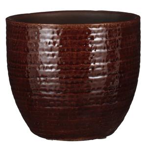 Mica Decorations Plantenpot/bloempot Carrie terracotta kastanje bruin met flakes patroon - D16/H14 cm -