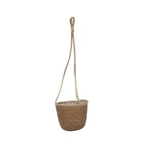 Ter Steege Hangende plantenpot/bloempot van jute/zeegras diameter 19 cm en hoogte 17 cm camel bruin -