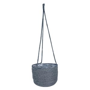 Ter Steege Hangende plantenpot/bloempot van jute/zeegras diameter 19 cm en hoogte 17 cm grijs -