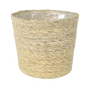 Ter Steege Plantenpot/bloempot van jute/zeegras diameter 22 cm en hoogte 19 cm creme beige -