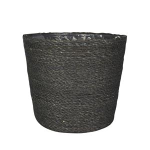 Ter Steege Plantenpot/bloempot van jute/zeegras diameter 22 cm en hoogte 19 cm grijs -