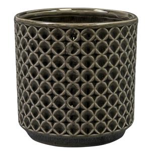 Ter Steege Plantenpot/bloempot Cairo - keramiek - antraciet - Oosters motief - D13 x H13 cm -