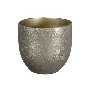 Mica Decorations Plantenpot/bloempot Carrie terracotta zwart met flakes patroon - D16/H14 cm -