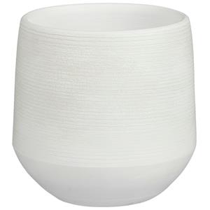 Mica Decorations Plantenpot/bloempot keramiek wit relief patroon - D19/H18 cm -