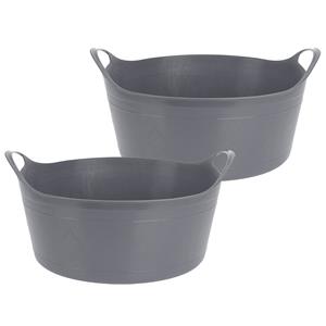 Excellent Houseware Flexibele emmer - 2x - grijs - 15 liter - kunststof - x 17 cm -