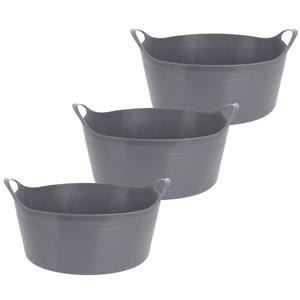 Excellent Houseware Flexibele emmer - 3x - grijs - 15 liter - kunststof - x 17 cm -