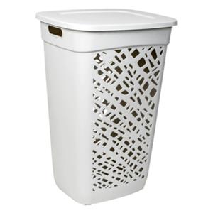 EDA Wasmand/wasbox met deksel - lichtgrijs - 60 liter - kunststof - L43 x B36 x H63 cm -