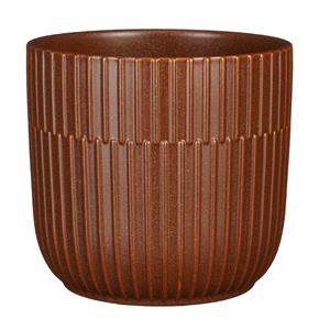 Mica Decorations Plantenpot/bloempot keramiek mat bruin stripes patroon - D17.5/H16 cm -