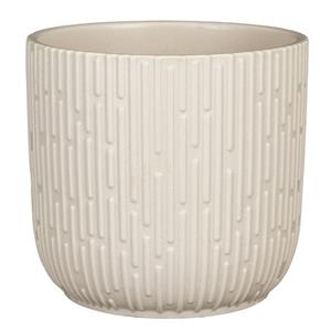 Mica Decorations Plantenpot/bloempot keramiek mat wit stripes patroon - D17.5/H16 cm -