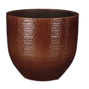 Mica Decorations Plantenpot/bloempot Carrie terracotta kastanje bruin met flakes patroon - D20/H18 cm -