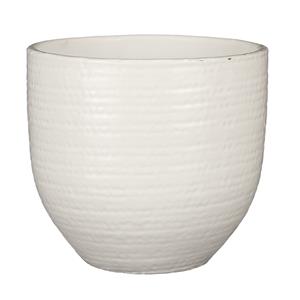 Mica Decorations Plantenpot/bloempot Carrie terracotta wit met flakes patroon - D20/H18 cm -