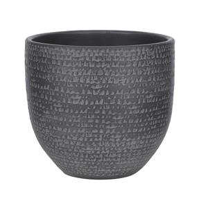 Mica Decorations Plantenpot/bloempot Carrie terracotta zwart met flakes patroon - D20/H18 cm -
