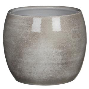 Mica Decorations Bloempot in het shiny lightgrey stone keramiek voor kamerplant H18 x D20 cm -
